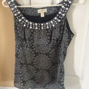 Sleeveless nautical navy blouse from the Loft